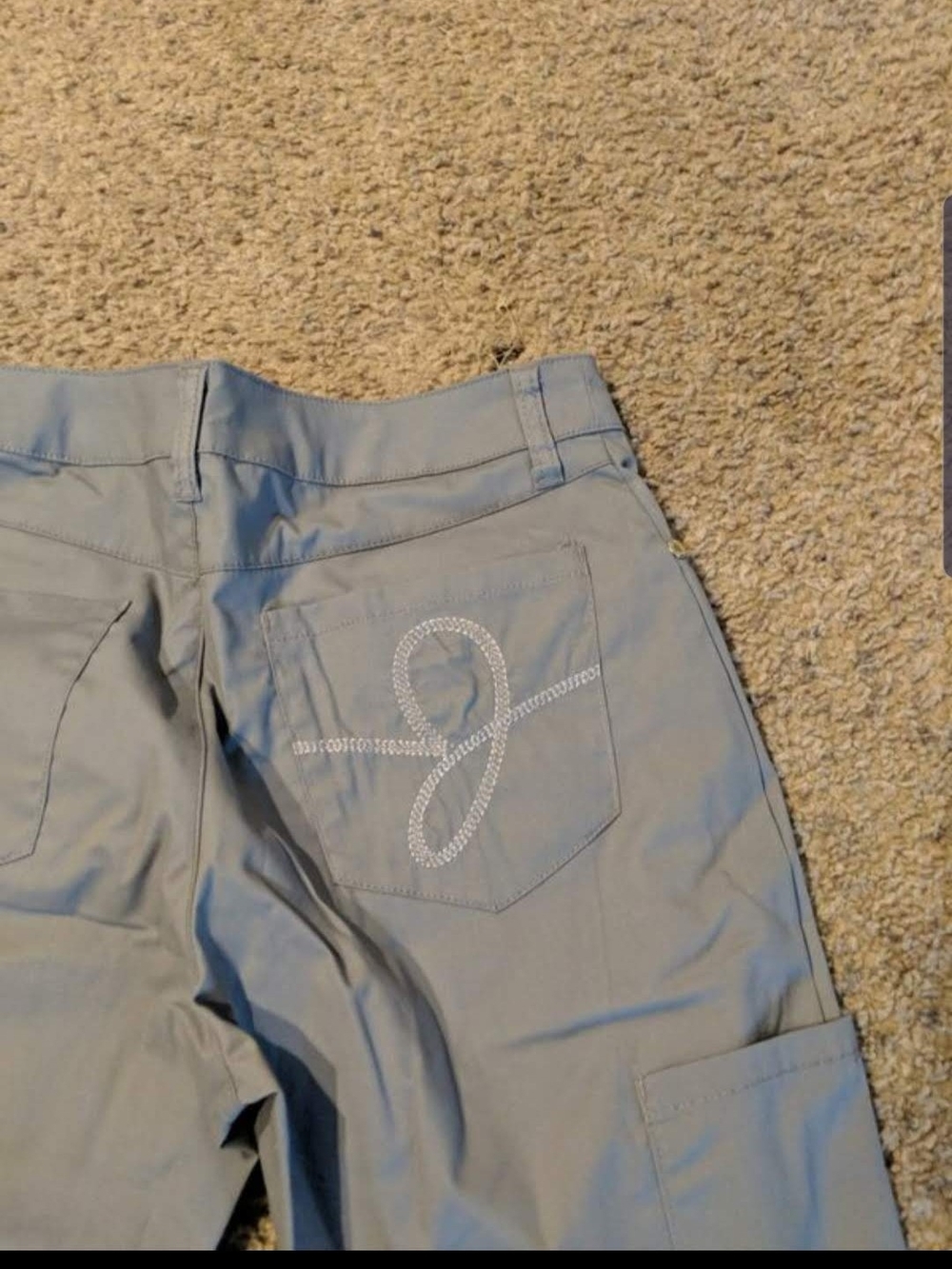 Jaanuu Light Gray Scrub Cargo Pants with Embroidered Back Pocket
